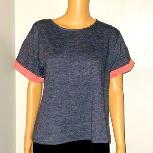 NWT... Anthropologie Black and Pink Ringer Tee